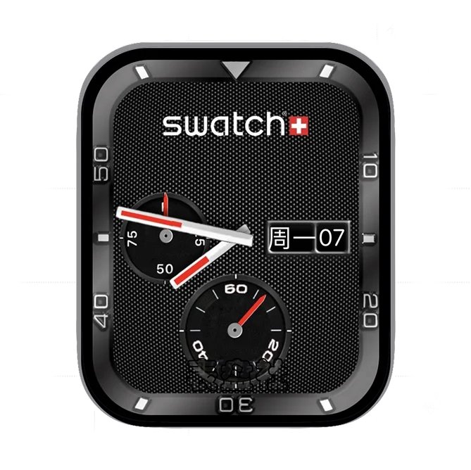 swatch+斯沃琪酷黑色双盘式日期年历表盘