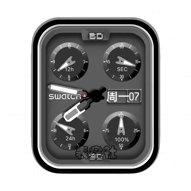 swatch+斯沃琪炭黑色四盘式日期表盘