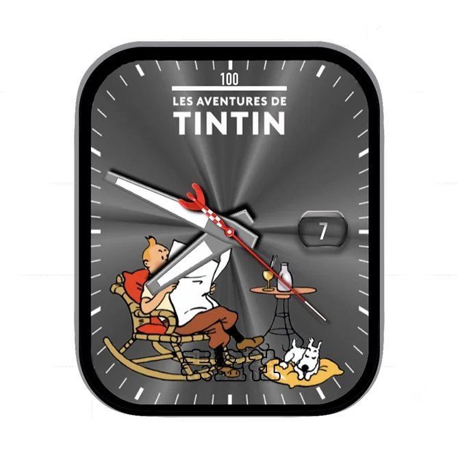 TINTIN丁丁历险记丁丁生活日常炭黑色拉丝年历指针表盘