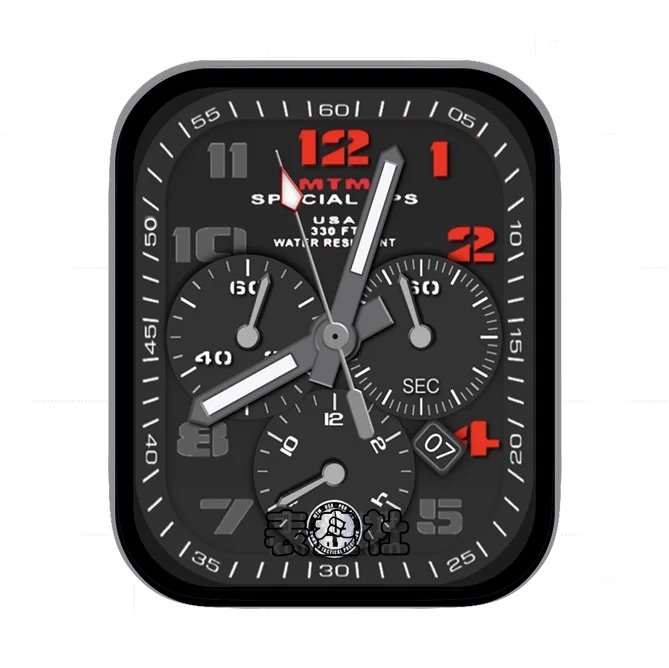 MTM美国军用炭黑色三盘式数字年历指针UItra专用表盘