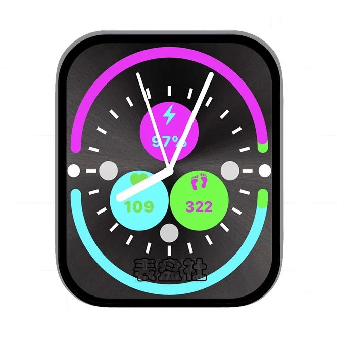 紫蓝绿色拉丝指针表盘