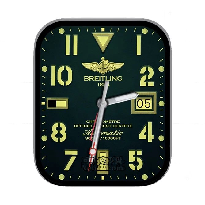 BREITLING百年灵黑绿色数字年历指针简约表盘
