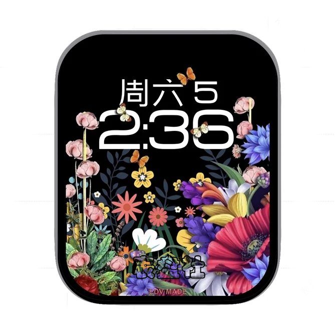 百花争艳日期时间表盘