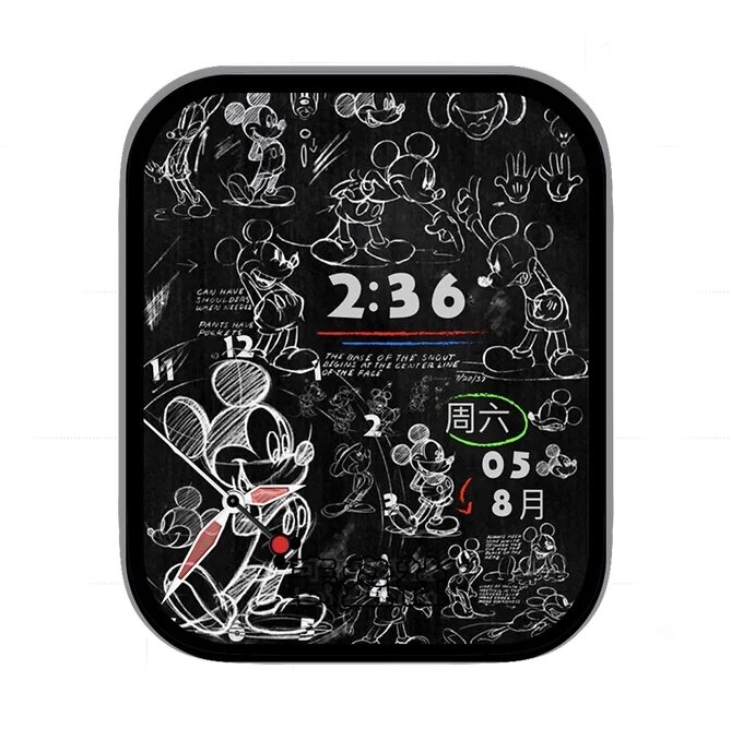 迪士尼米奇米老鼠日期时间指针表盘