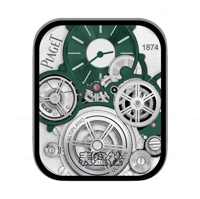 PIAGET伯爵白绿色齿轮机械单盘式表盘