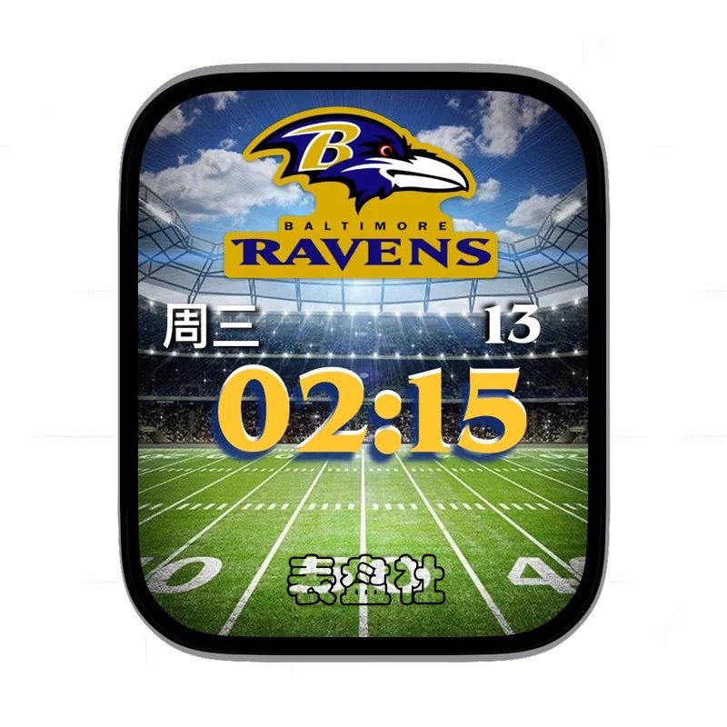 ravens足球场地背景数字时间表盘