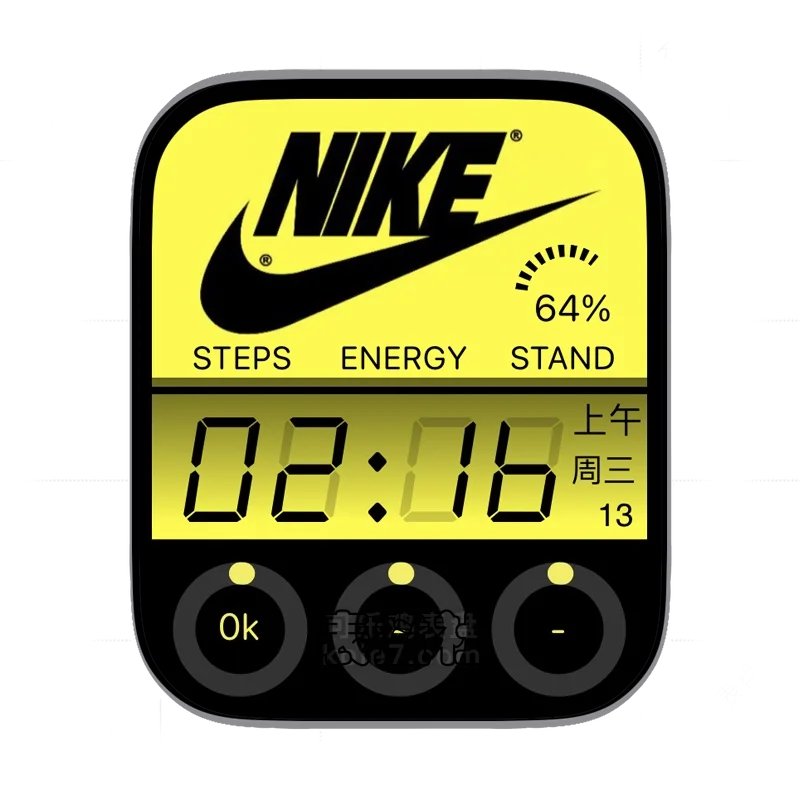 NIKE耐克黑黄三分屏标志数据表盘