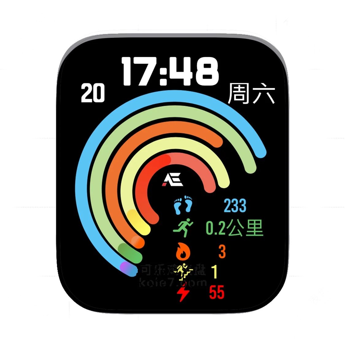 极简多色圆环运动数据信息表盘