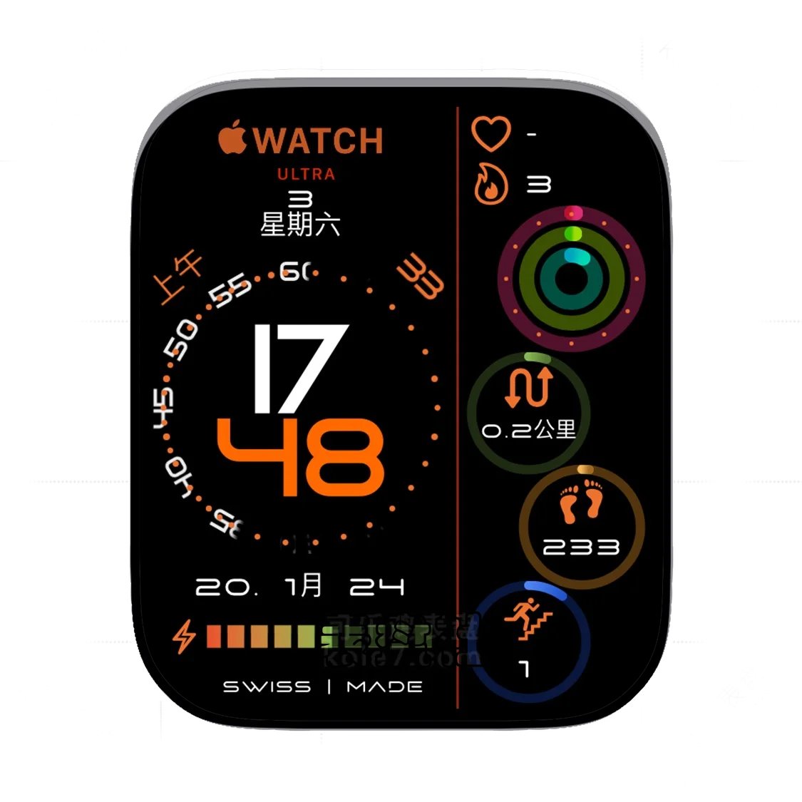 Apple左右分屏运动时间信息表盘.clock&clock2 68511