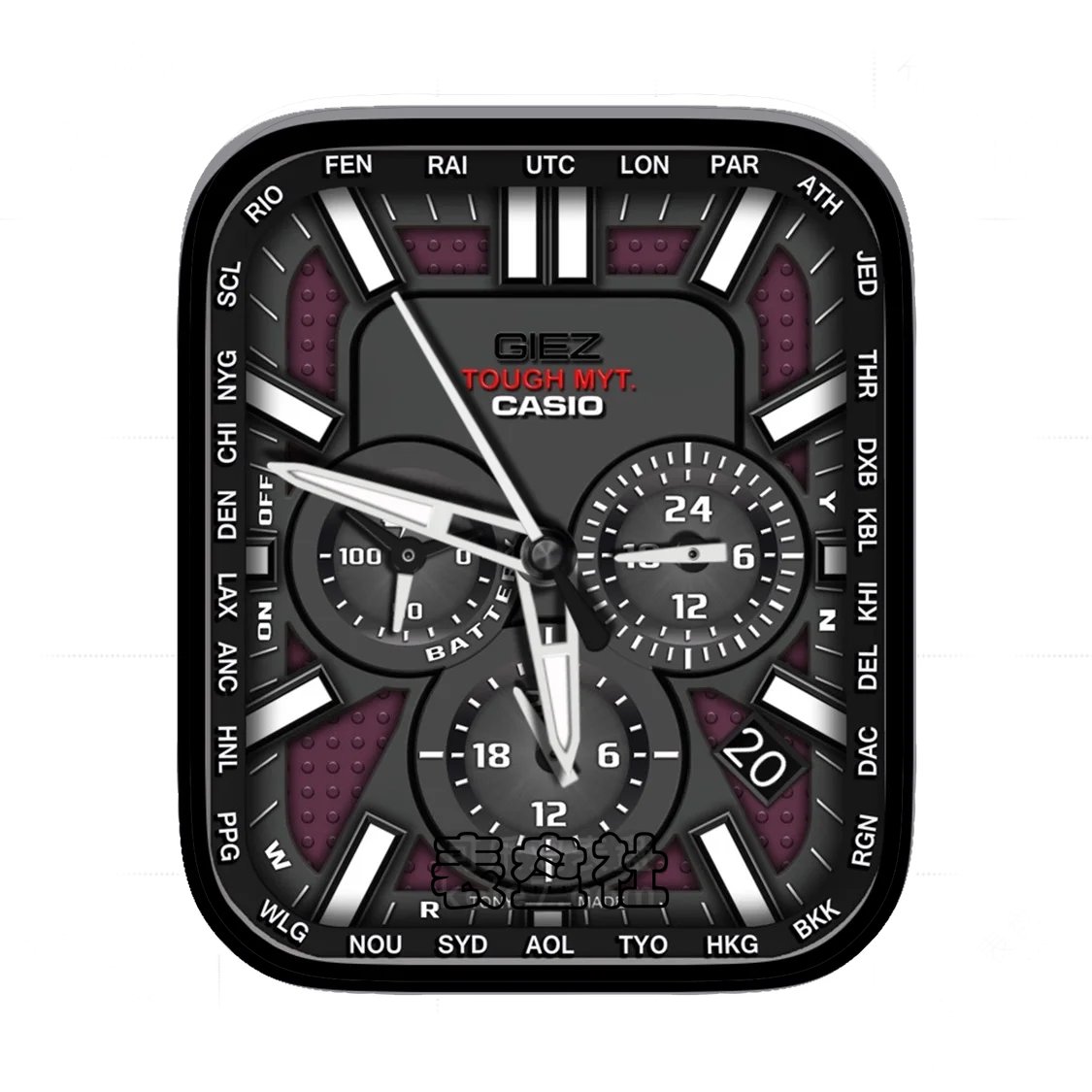 TOUGH西铁城三盘双层黑紫复杂表盘