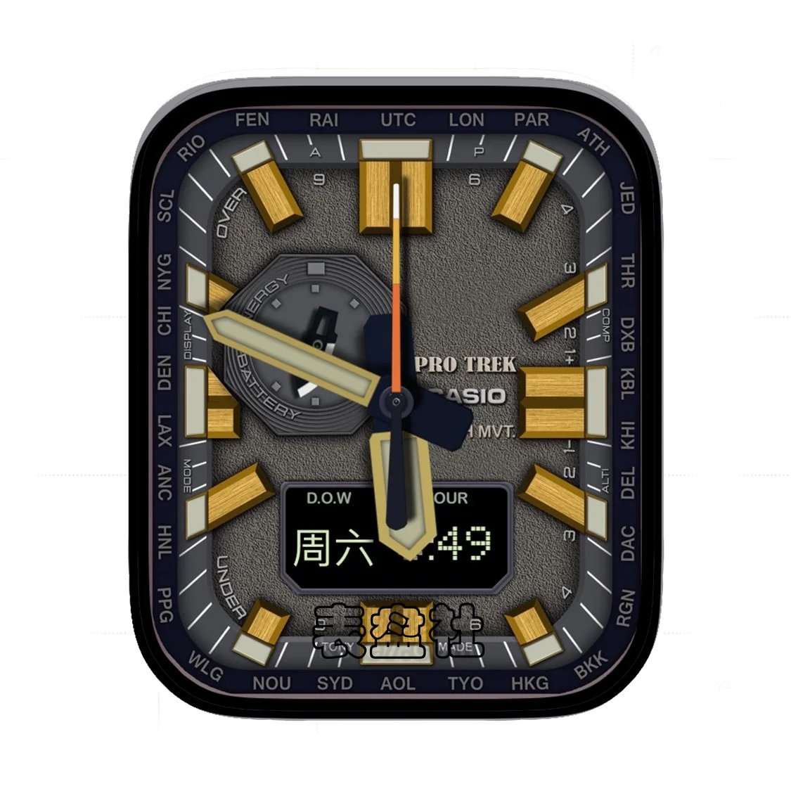 卡西欧CASIOPRO TREK单盘带电子屏黄棕表盘