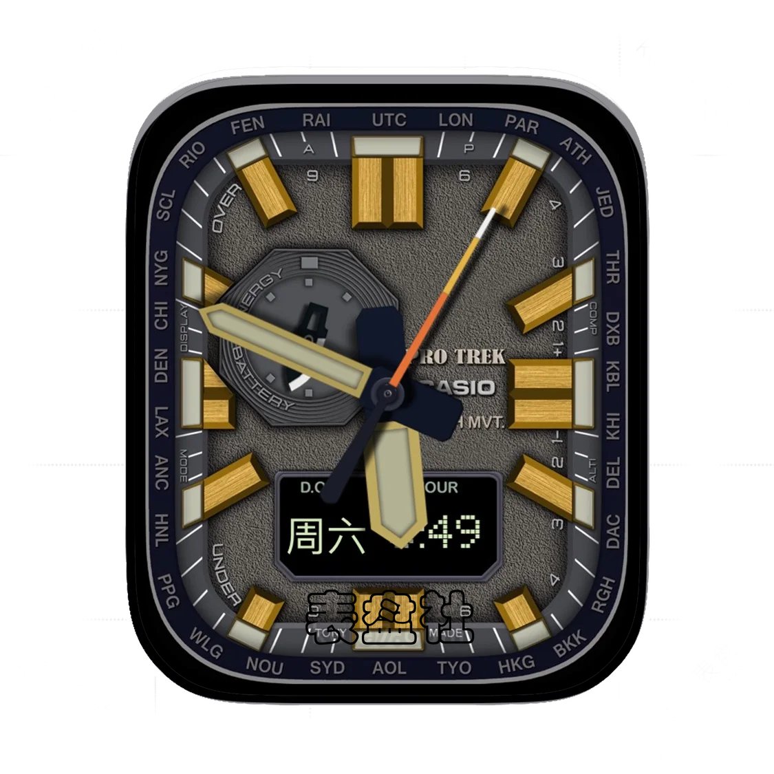 卡西欧CASIOPRO TREK单盘带电子屏黄棕ultra表盘