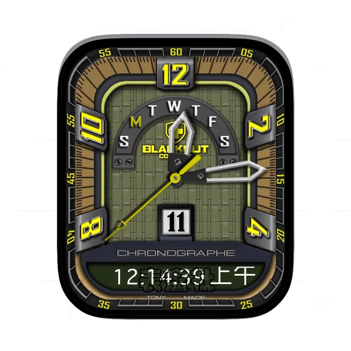 Blackout复古棕绿大数字时刻表盘