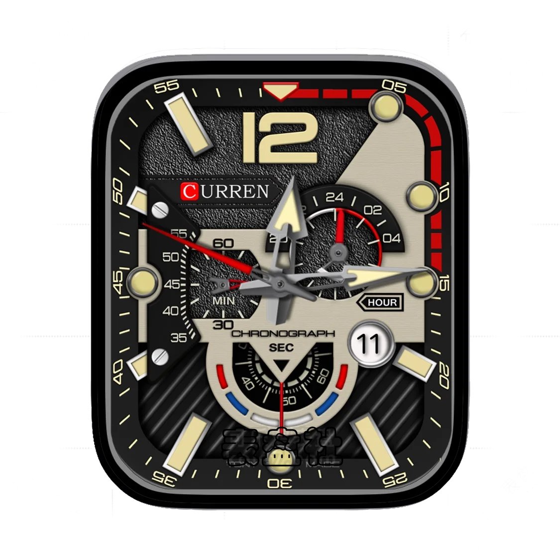 CURREN卡瑞恩磨砂灰三盘多功能表盘