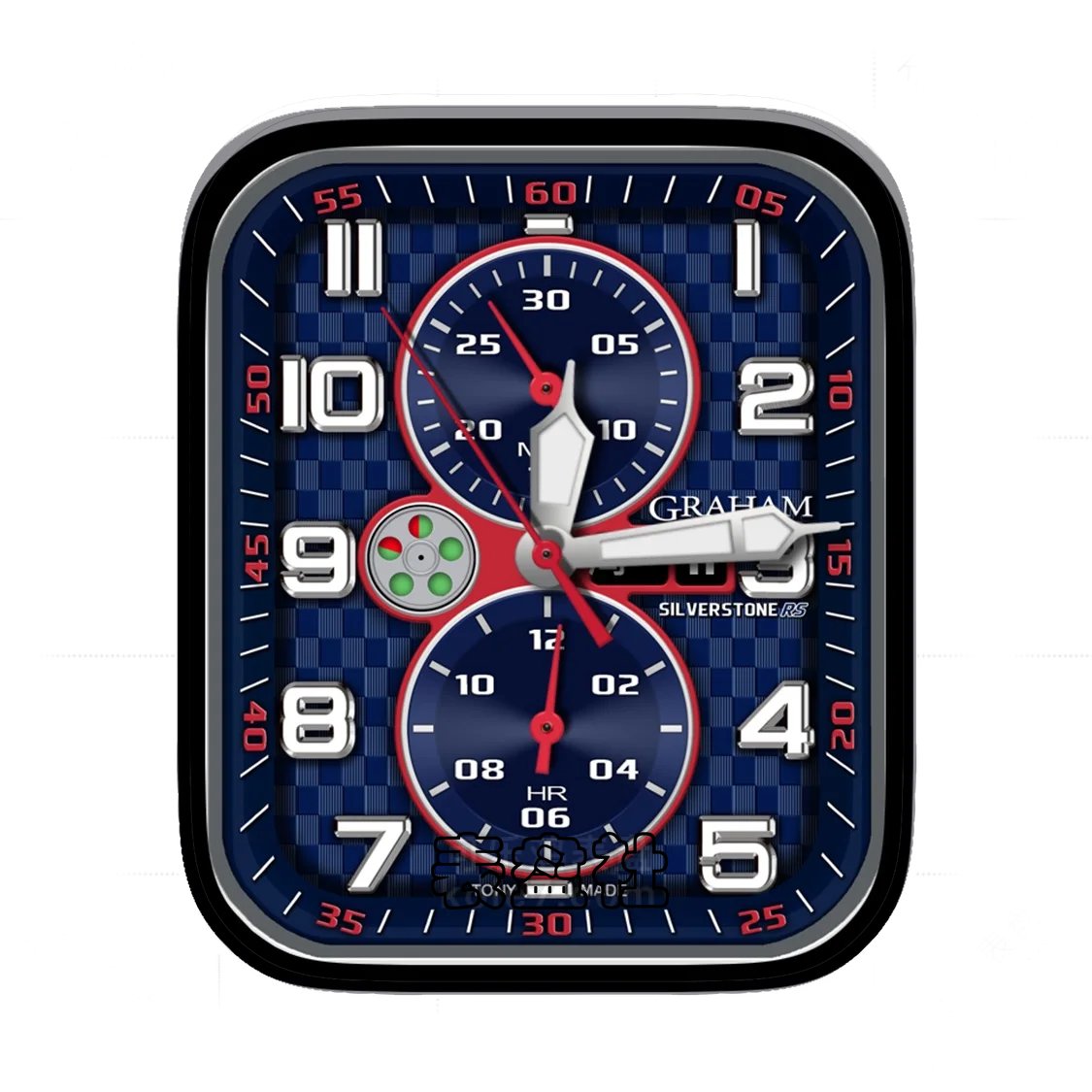 CRAHAM格拉汉姆蓝紫红白多色双盘大数字表盘