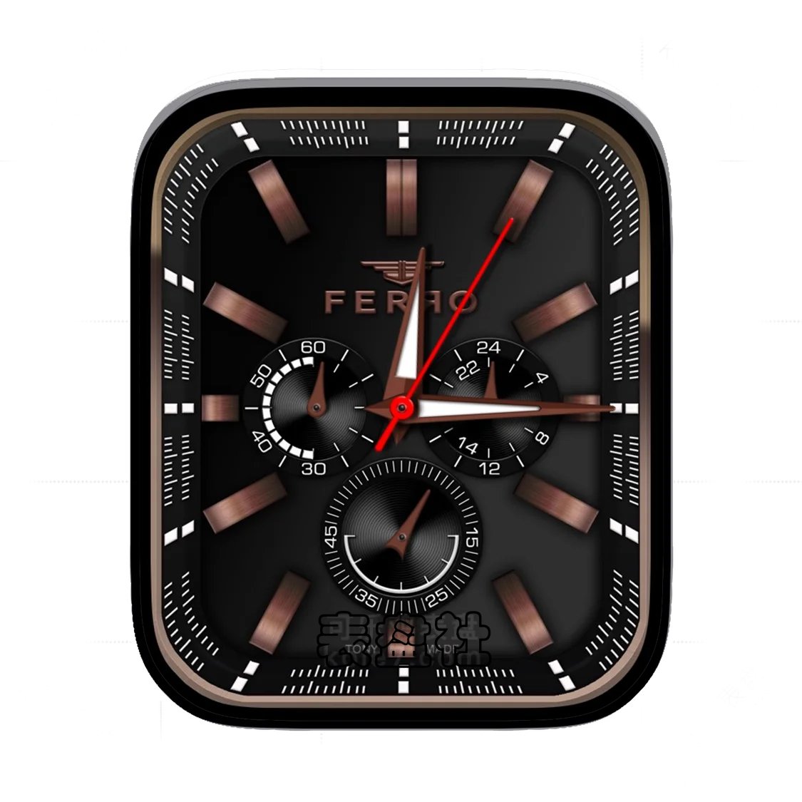 FERRO瑞士三盘金属红表盘