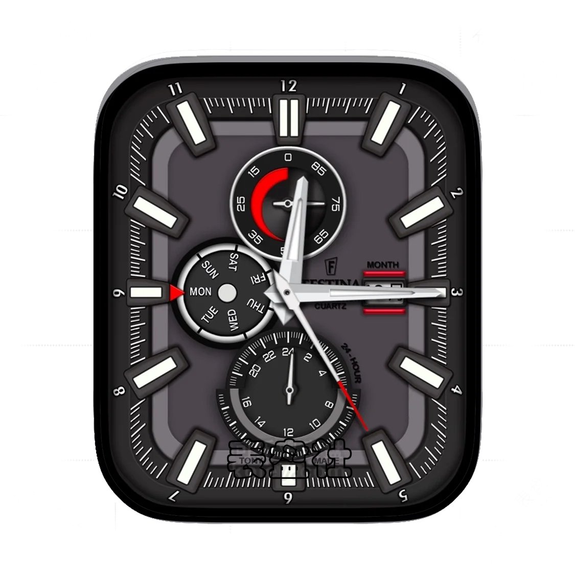 灰黑红三盘多功能表盘