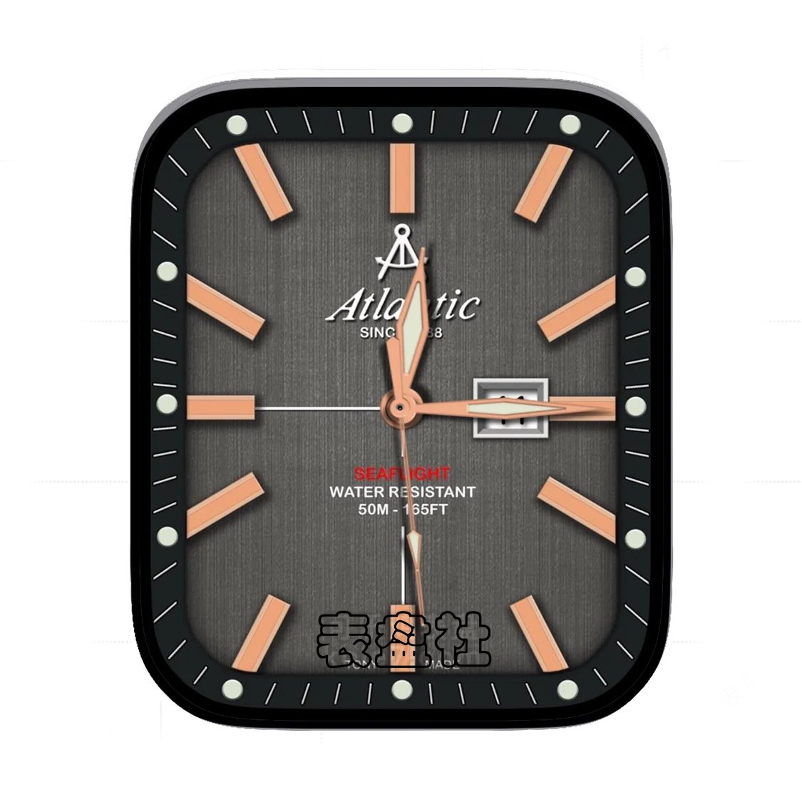 Atlantic(大西洋复古黑桔红日历时刻表盘