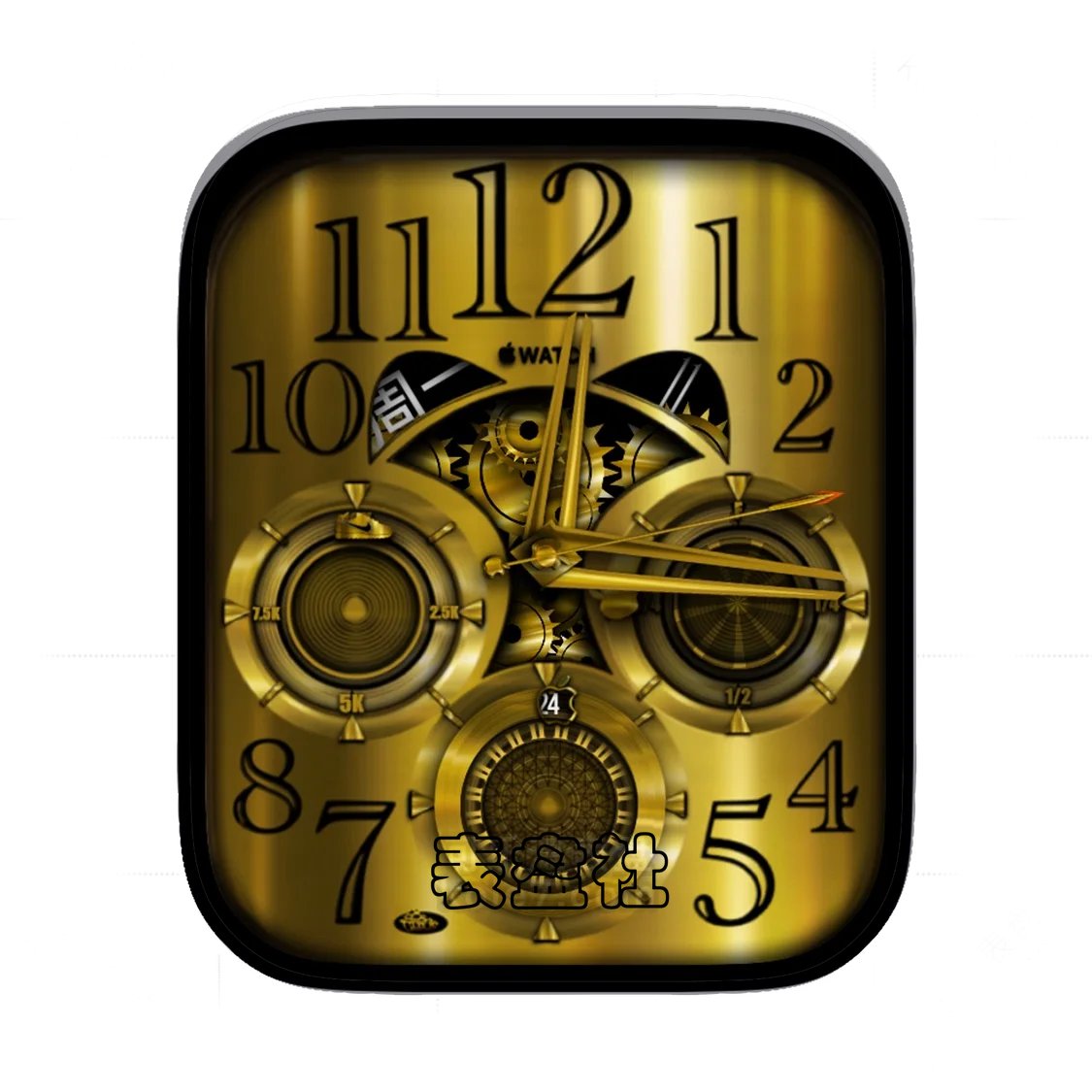 iwatch鎏金数字时间三盘机械复杂无边表盘