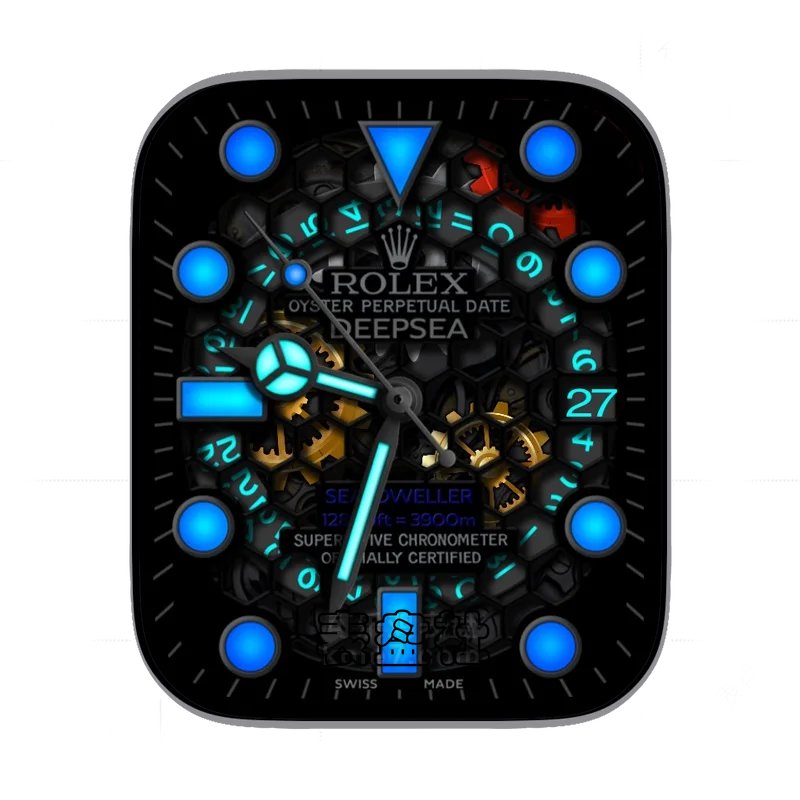 rolex劳力士酷黑荧光蓝绿蜂窝机械表盘
