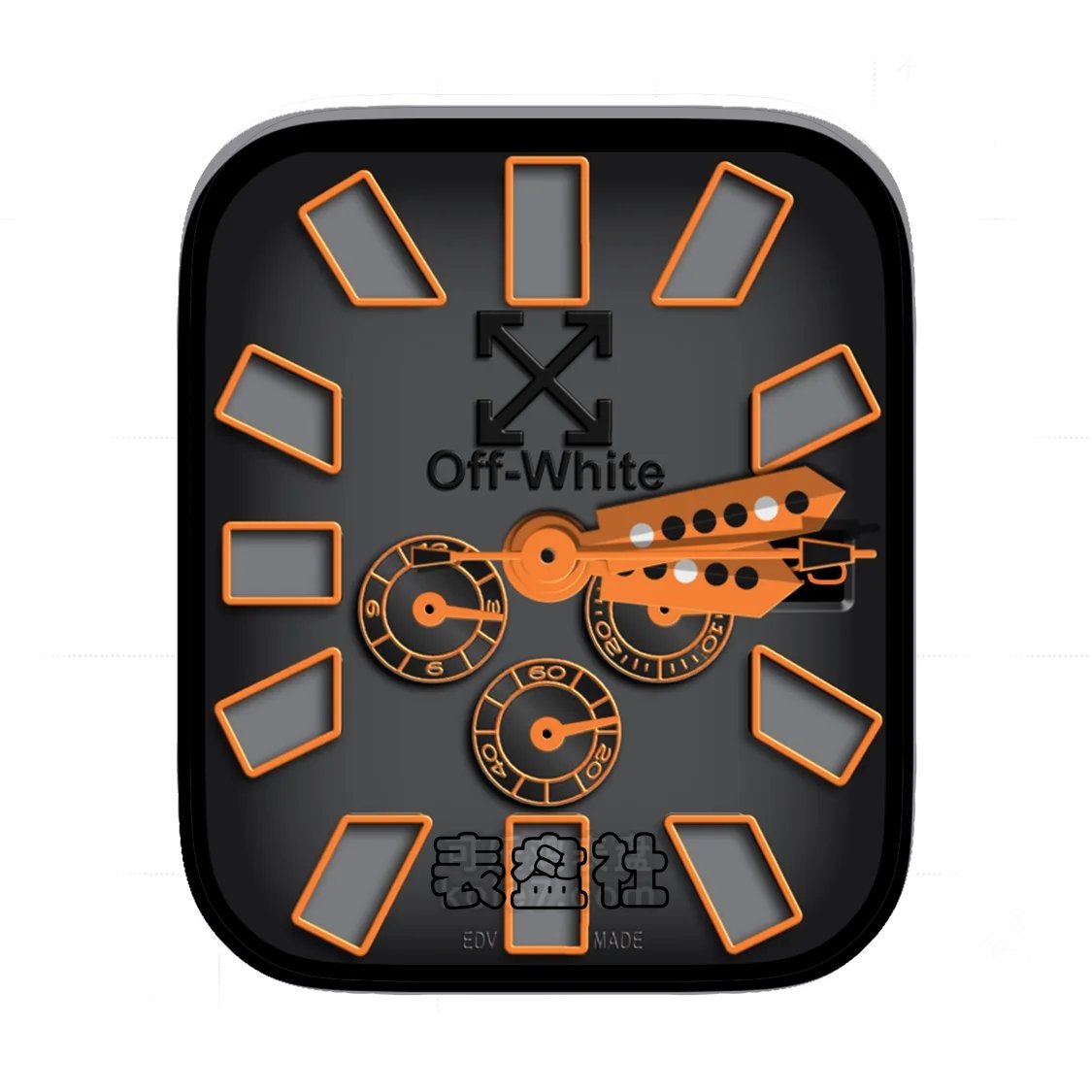 off-white街头潮牌三盘式橙色表盘