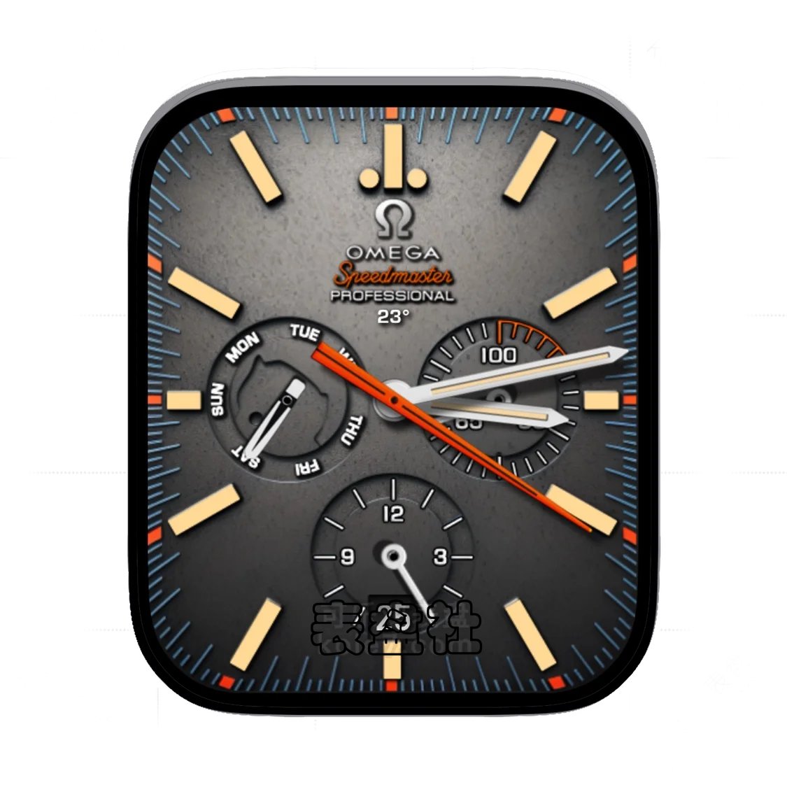 Omega欧米茄灰黑三盘式年历表盘