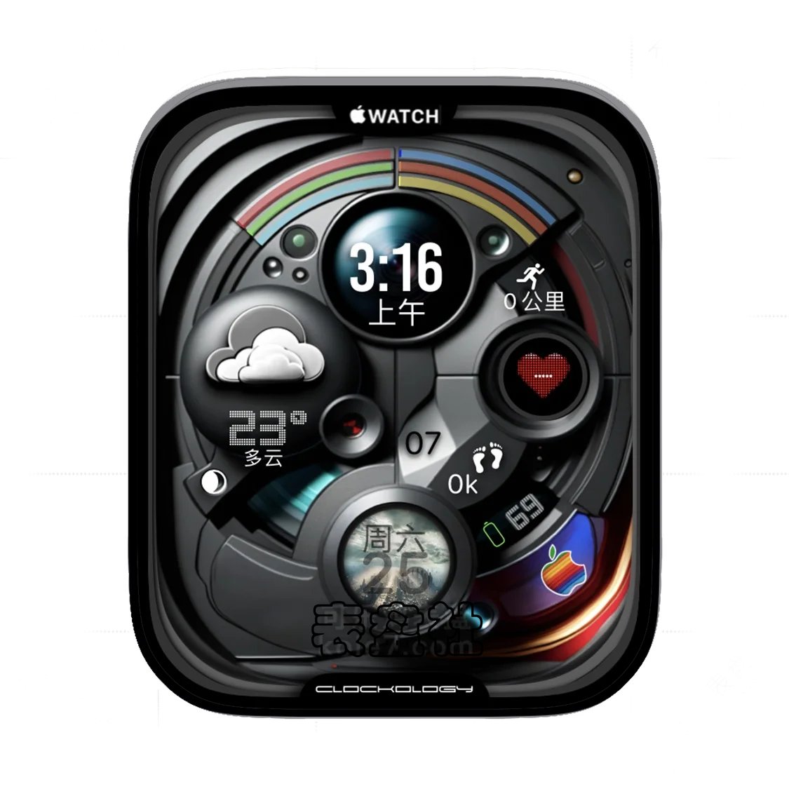 Apple苹果logo炫酷多功能显示表盘