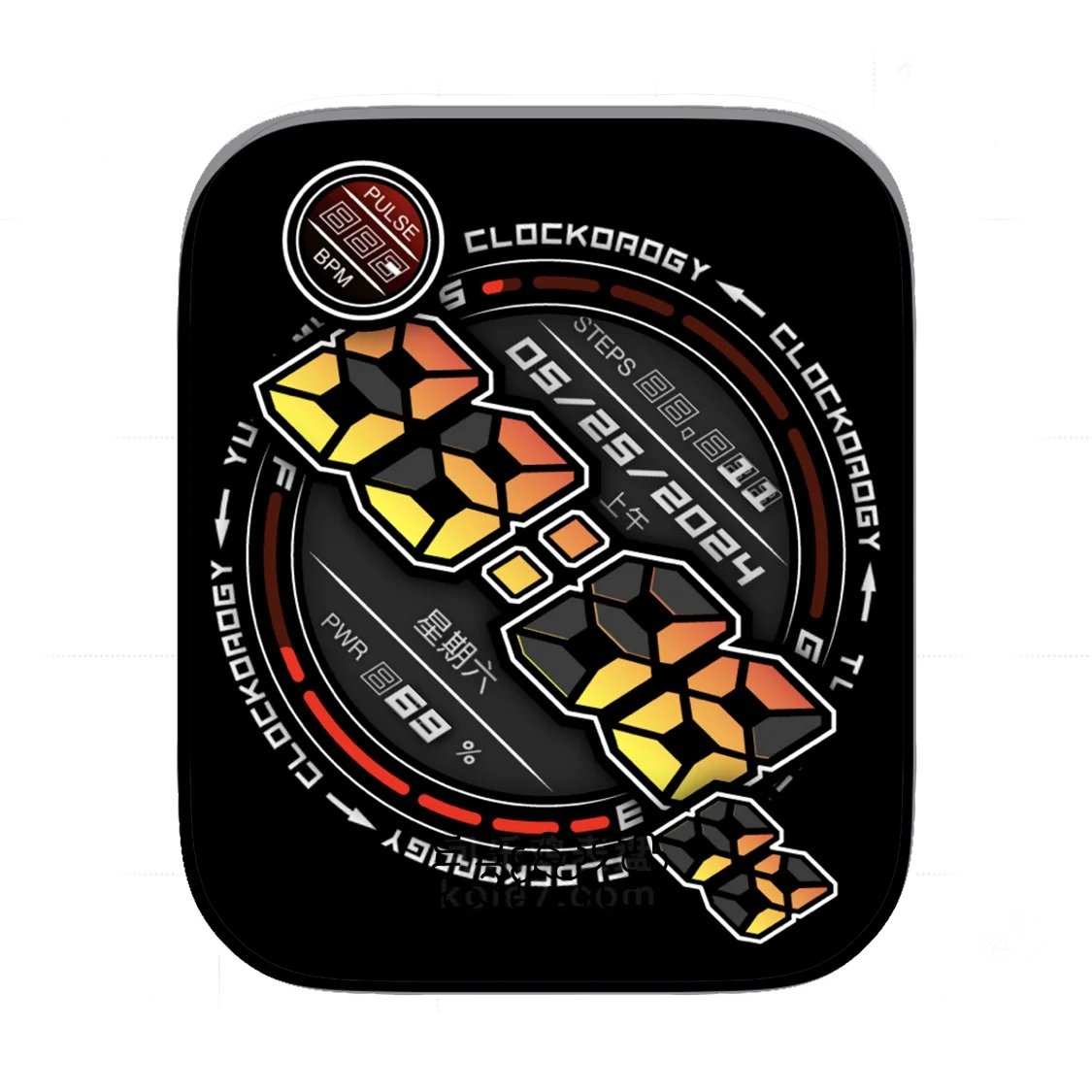 酷黑渐变炫酷数字多功能显示表盘