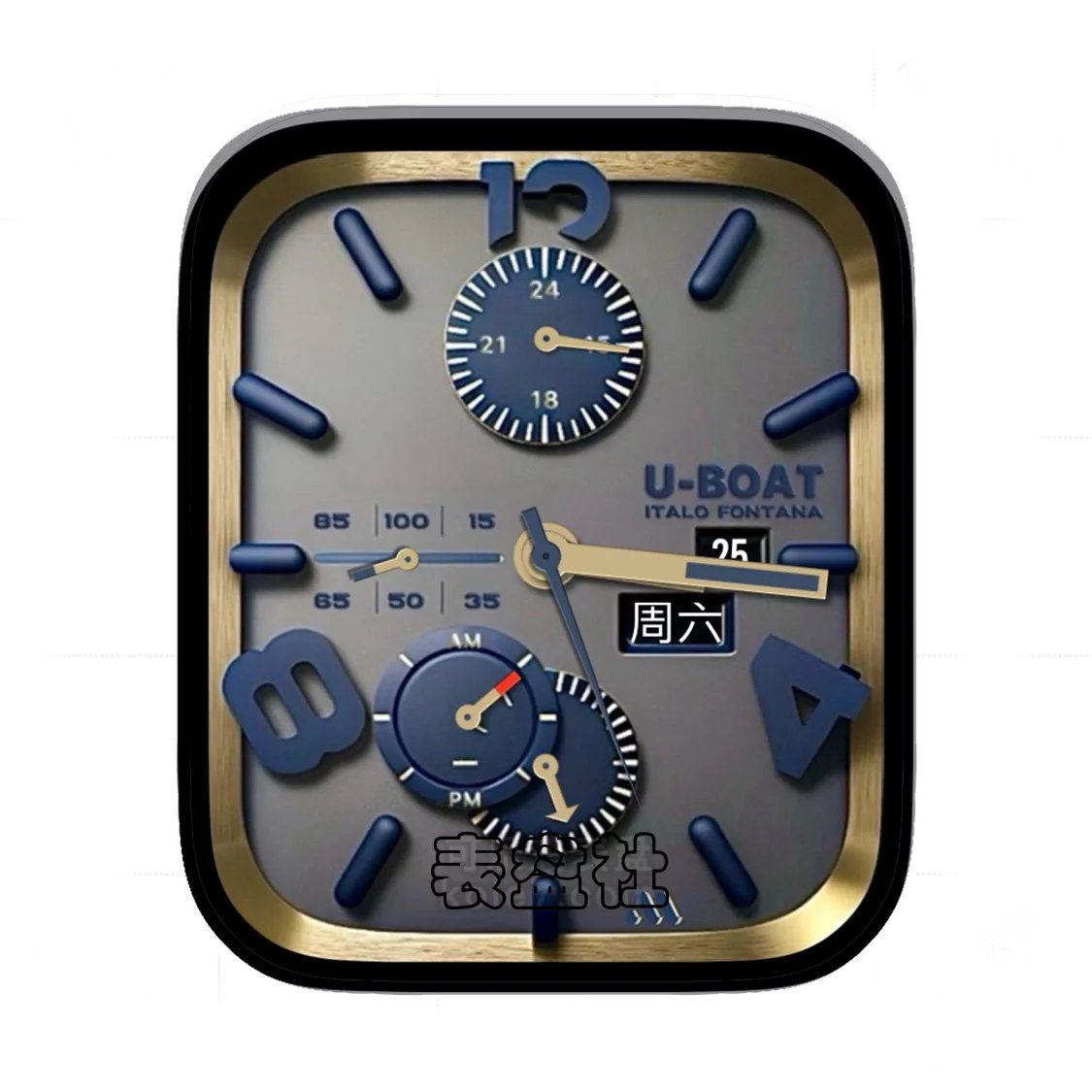 U-BOAT双盘式简约数字表盘