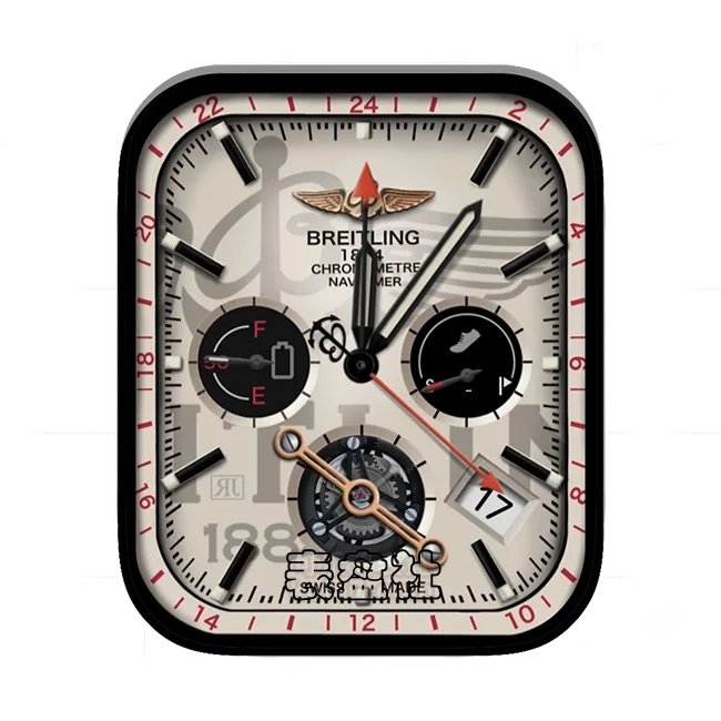 BREITLING百年灵浅黄色三盘式齿轮机械年历指针表盘