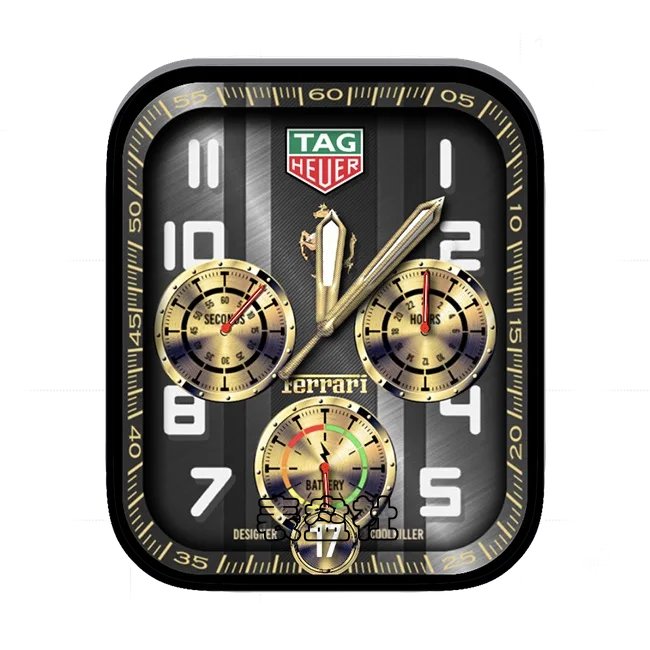TAG-HEUER太格豪雅炭黑金拉丝三盘式数字年历指针表盘
