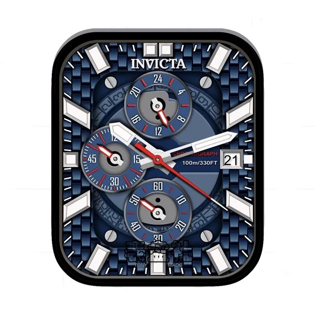 INVICTA因维克塔蓝色小格子三盘式年历指针表盘