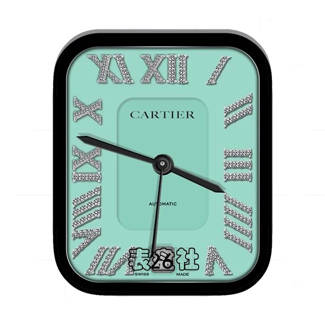 cartier卡地亚绿色底高级精奢钻石年历指针表盘