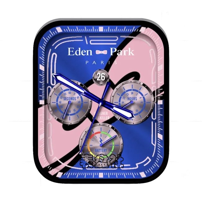 EdenParK粉蓝色三盘式年历指针表盘