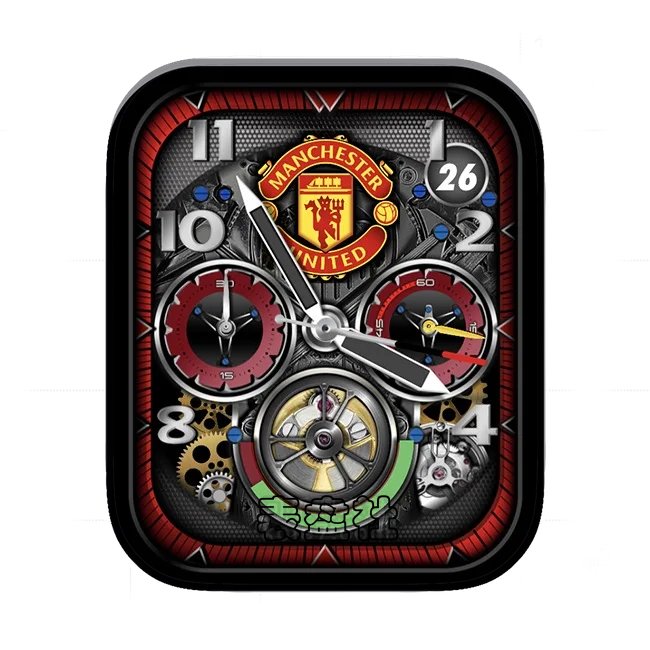 MANCHESTER美斯顿炭黑红三盘式数字机械齿轮年历指针表盘