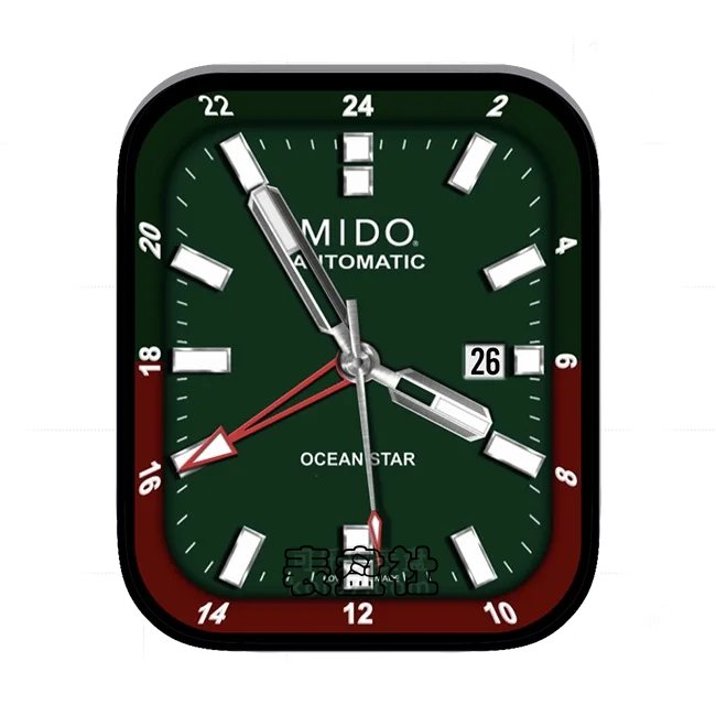 MIDO美度绿红色年历指针简约表盘