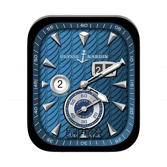 ULYSSENARDIN瑞士雅典表蓝色底单盘式年历UItra专用表盘