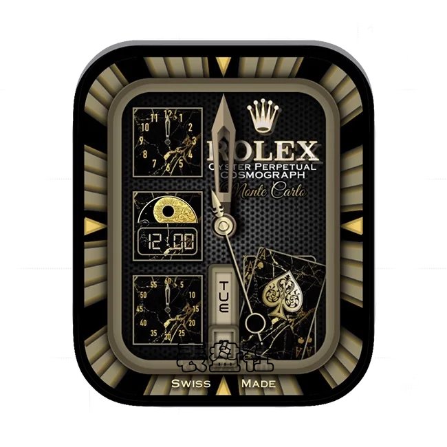 ROLEX劳力士黄黑色洞孔底三盘式月相年历指针表盘