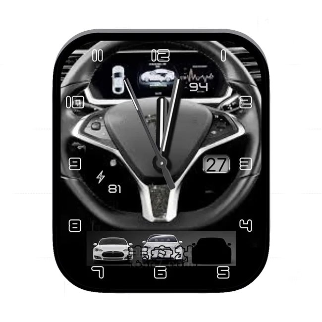 Tesla特斯拉轿跑数字年历指针表盘