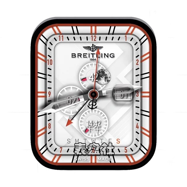 BREITLING百年灵白红色三盘式时间年历指针表盘