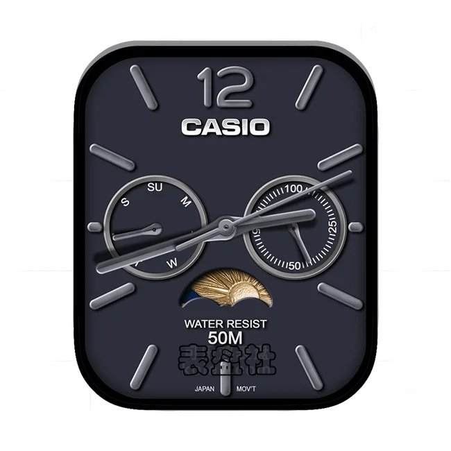 CASIO卡西欧双盘式月相指针简约表盘