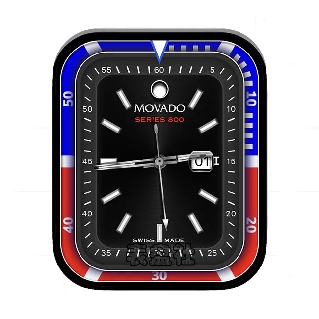 MOVADO摩凡陀蓝红黑色年历指针表盘