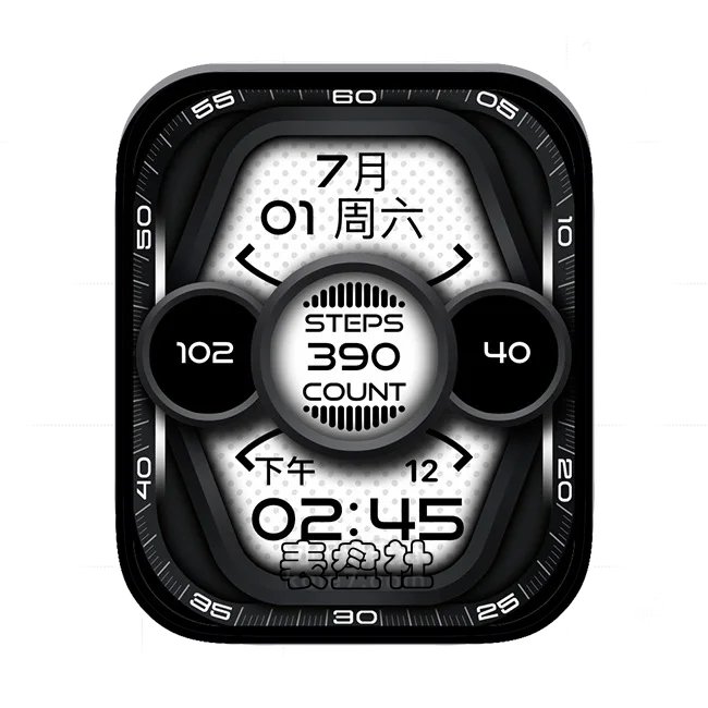 炭黑白日期时间UItra专用表盘