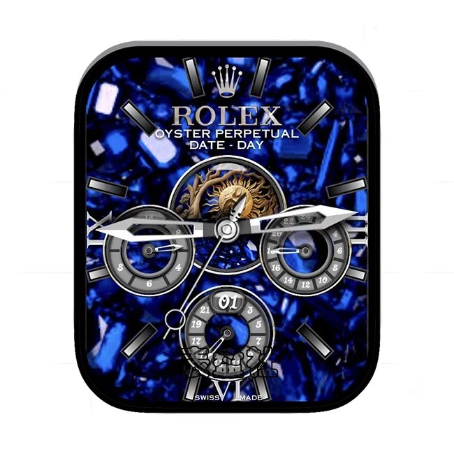ROLEX劳力士宝石蓝三盘式月相年历指针表盘