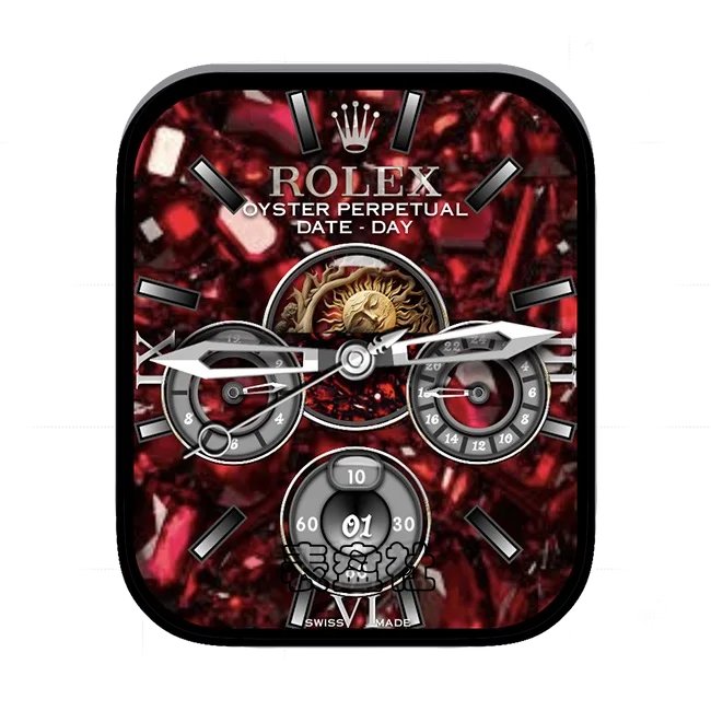 ROLEX劳力士宝石红三盘式月相年历指针表盘