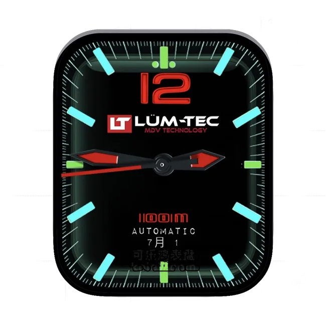 LUMTEC暗绿红数字指针简约表盘