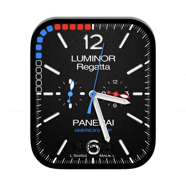 LUMINOR路易威登炭黑色双盘式数字指针表盘