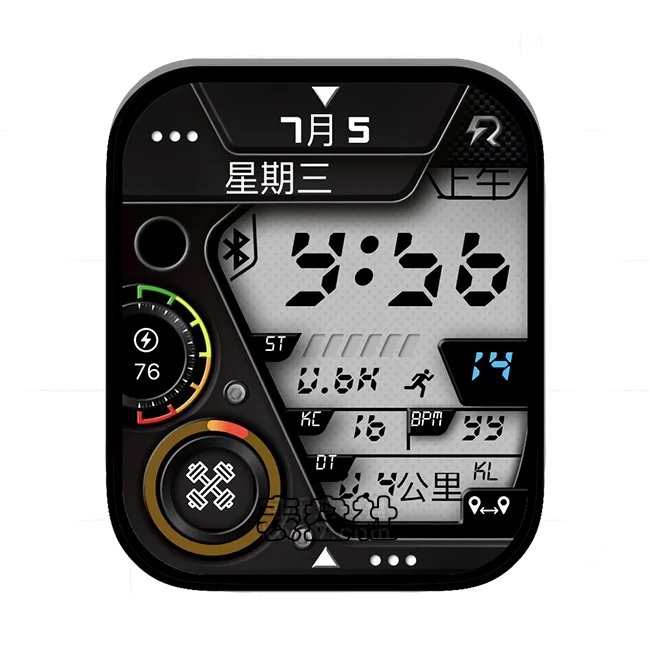 RLMade炭黑白单盘式日期时间表盘