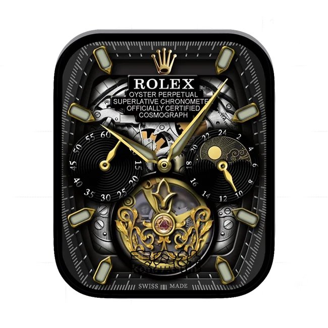 ROLEX劳力士高级酷黑金双盘式月相齿轮金属表盘