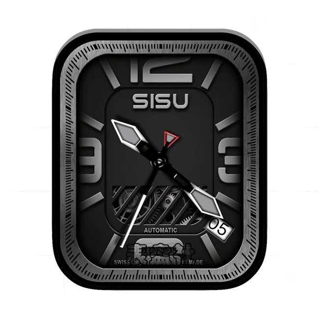 SISU炭黑色数字齿轮机械年历指针表盘